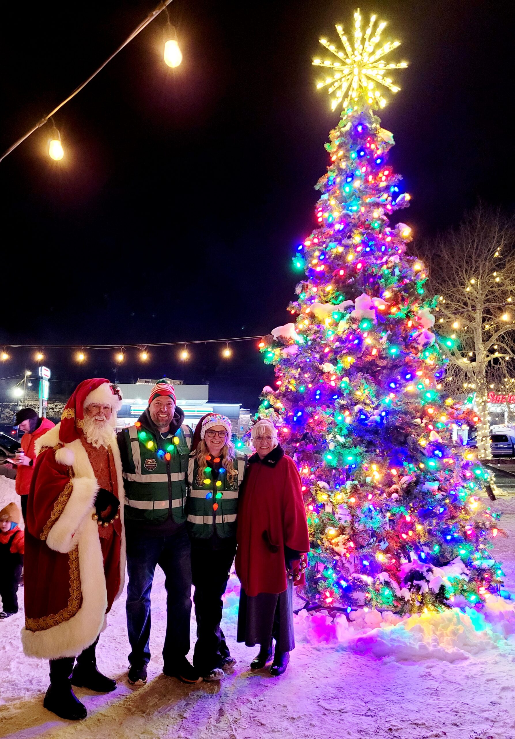 Wheatley Creek Services team with Santa and Mrs. Claus at the Granby Hometown Holidays tree lighting